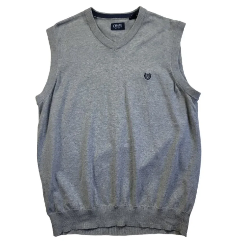 Chaps Men's V-Neck Sweater Vest Cotton Size Large